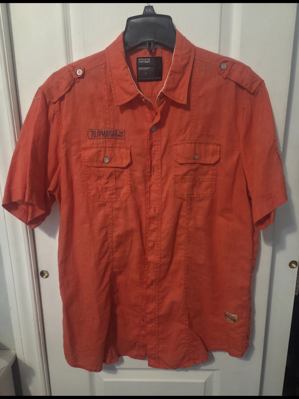 Men's Large Short-Sleeve Button Shirt in Orange by Private Member
